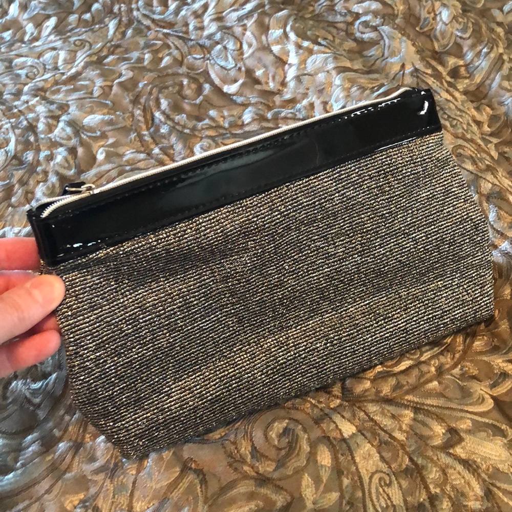 Lancôme New Silver Black Trimmed Make-up Bag